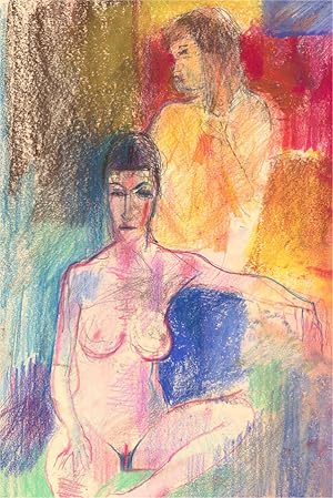 Seller image for John Ivor Stewart PPPS (1936-2018) - Mixed Media, Seated Nude & Figure for sale by Sulis Fine Art