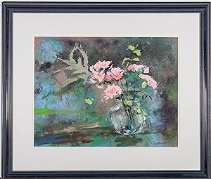 John Scarland (b.1947) - 20th Century Gouache, Expressive Pink Flowers