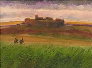 Seller image for Richard J.S. Young - Contemporary Watercolour, Ruin on the Hill for sale by Sulis Fine Art