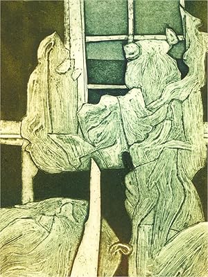 Peter Oakley (1935-2007) - 1997 Collagraph, Shrouded Room