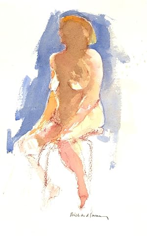 Seller image for Richard J.S. Young - Signed Contemporary Watercolour, Sitting Female Nude for sale by Sulis Fine Art