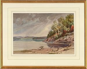 R.W. Sayle - Framed Early 20th Century Watercolour, Rocky Bay
