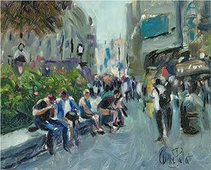 Andre Pallat - Contemporary Oil, Busy Street Scene
