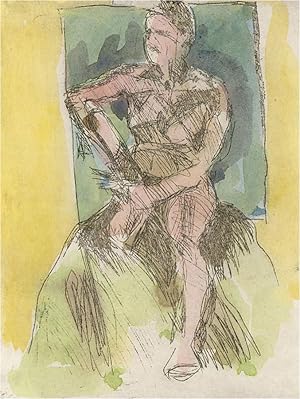 Seller image for Richard J.S. Young - 1997 Etching, Seated Nude in Green, The Proof for sale by Sulis Fine Art