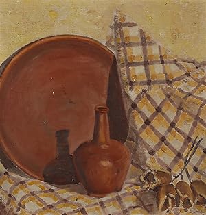 E. Frusat - 1927 Oil, Still Life with Terracotta Vessels