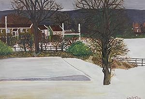 Louise Cann - 20th Century Acrylic, Playing Fields in the Snow