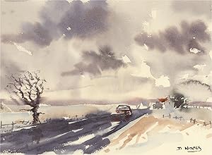 Daniel Nichols - Contemporary Watercolour, Drive in the Snow
