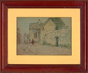 Bild des Verkufers fr Oswald Garside RI (1879-1942) - Watercolour, Street Scene under Moonlight zum Verkauf von Sulis Fine Art