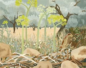 Ann Hampton - Contemporary Gouache, Autumn Landscape with Trees