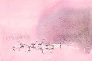 M. Swindlehurst - 2004 Watercolour, Great White Egrets