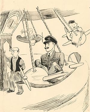 Harry Bolton - Mid 20th Century Pen and Ink Drawing, On the Carousel