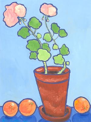 Brian William - 2022 Oil, Pink Geranium And Oranges