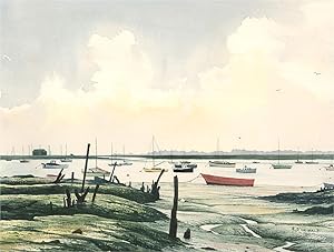 R. D. Theobald - 1980 Watercolour, Moored Sailing Boats