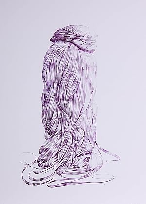 Richard O'Connell (b.1947) - 2005 ballpoint Pen Drawing, Purple Hair