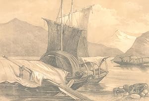 1872 Graphite Drawing - Asian Fishing Boats