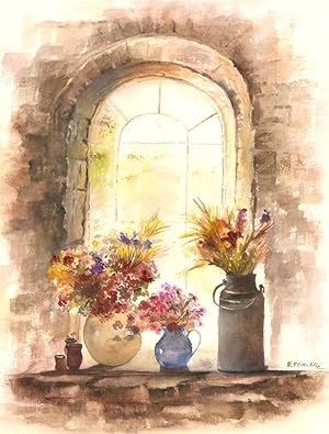 E. Fowler - Contemporary Watercolour, Windowsill