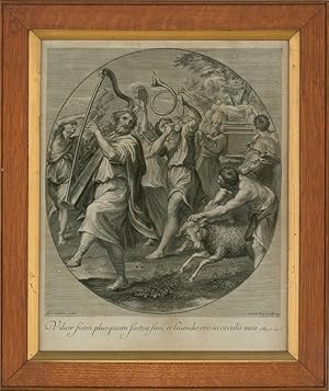 Bild des Verkufers fr Jakob Frey after Domenichino - 18th Century Engraving, The Triumph of David zum Verkauf von Sulis Fine Art