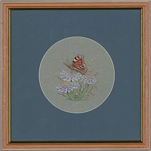 Ray G. Lewis - 20th Century Gouache, Peacock on Scabious