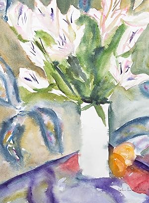 Sophie-Louise Wilson - 1993 Watercolour, Vase of Lilies