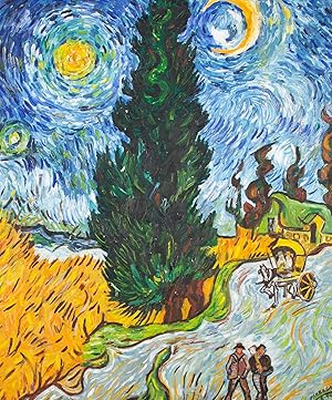 Bild des Verkufers fr After Vincent Van Gogh - 1994 Oil, Country Road in Provence by Night zum Verkauf von Sulis Fine Art