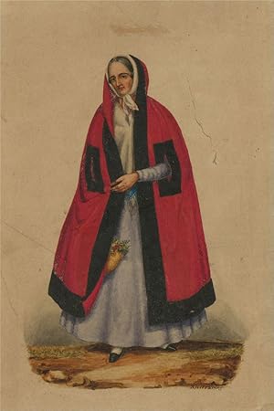 R. W. Wearing - Mid 19th Century Watercolour, Lady with Red Cloak