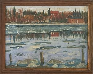 V.W - Framed 1924 Oil, Nordic Winter