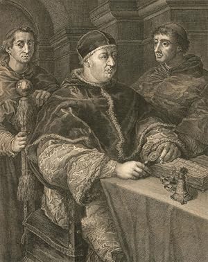 Giovanni Picchianti after Raphael - 18thC Engraving, Pope Leo X With Cardinals