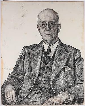 Roeland Koning (1898-1985) - 1953 Charcoal Drawing, The Veteran