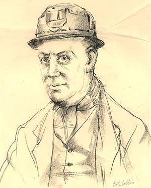 Peter Collins ARCA - 20th Century Charcoal Drawing, The Miner