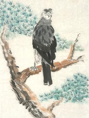 Hu Dongfang - Contemporary Watercolour, Bird in a Tree
