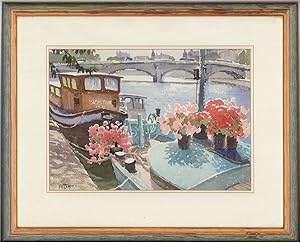 Bild des Verkufers fr W. O. H - 20th Century Watercolour, Sunny Day On The River zum Verkauf von Sulis Fine Art