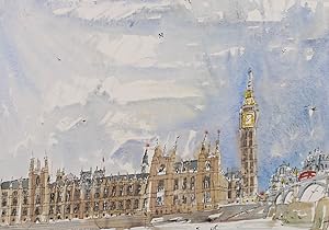 Philip Mount - 1992 Watercolour, Houses of Parliament