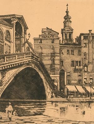 Early 20th Century Etching - The Rialto Bridge, Venice