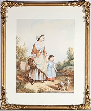 R. Mackintosh - 1860 Watercolour, Mother and Daughter