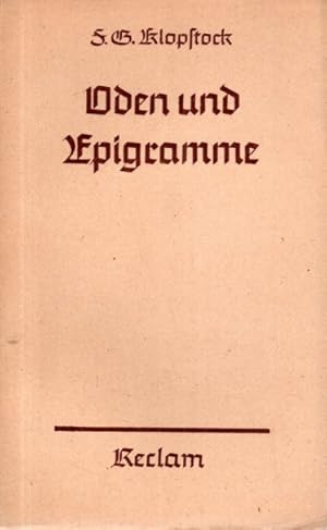 Seller image for Oden und Epigramme for sale by Antiquariat Jterbook, Inh. H. Schulze