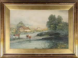 William Joseph Wadham (1863â"1950) - Early 20thC Watercolour, Cows By The River