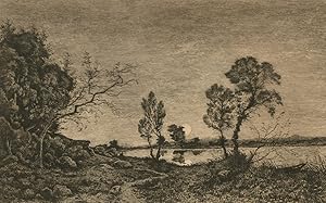 Bild des Verkufers fr Felix Oudart - Mid 19th Century Etching, The Lake Path zum Verkauf von Sulis Fine Art