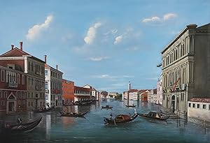 20th Century Oil - Venetian View With Palazzo