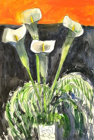 Peter Collins ARCA - 20th Century Watercolour, Calla Lilies