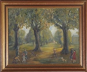 Robin Darwin (1910-1974) - Framed Mid 20th Century Oil, Playing in the Park