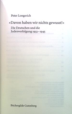 Bild des Verkufers fr "Davon haben wir nichts gewusst!" : Die Deutschen und die Judenverfolgung 1933 - 1945. zum Verkauf von books4less (Versandantiquariat Petra Gros GmbH & Co. KG)