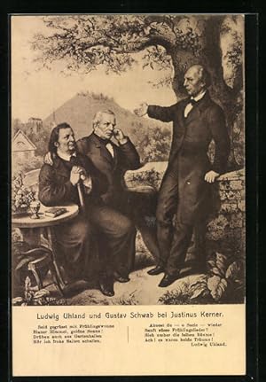 Bild des Verkufers fr Knstler-Ansichtskarte Ludwig Uhland und Gustav Schwab bei Justinus Kerner zum Verkauf von Bartko-Reher