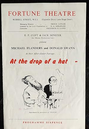 Imagen del vendedor de At the drop of a hat Fortune Theatre programme a la venta por Shore Books