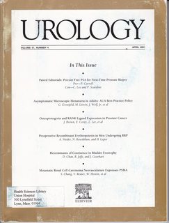 Urology Vol 57 No. 4 April 2001: Paired Editorials-Free PSA for First-Time Prostate Biopsy