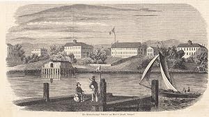Bild des Verk�ufers f�r "Die Einwanderungs-Anstalten aus Ward's Island, New York". Holzstich, r�ckseitig mit Text, ca. 11 x 18 cm, 1856. zum Verkauf von Antiquariat Michael Eschmann