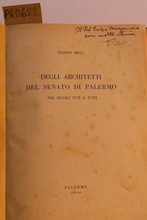 Degli architetti del Senato di Palermo nei secoli XVII e XVIII