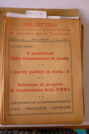 Seller image for Bollettino di informazione e documentazione del Ministero per la Costituente for sale by Studio Bibliografico Restivo Navarra
