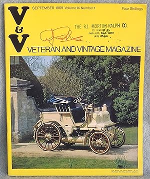 Imagen del vendedor de V & V Veteran and Vintage Magazine September 1969 Volume 14 Number 1 a la venta por Argyl Houser, Bookseller