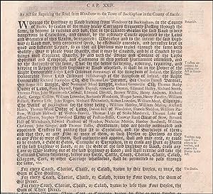 Buckinghamshire Roads Act 1720 c. 24. An Act for Repairing the Road from Wedover to the Town of B...