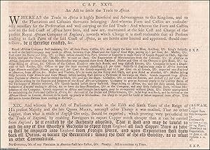 Trade with Africa Act 1697 c. 26. An Act to settle the Trade to Africa.